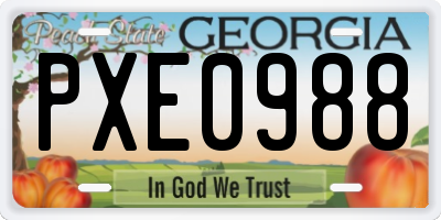 GA license plate PXE0988