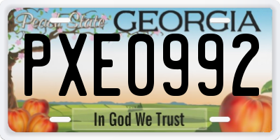 GA license plate PXE0992