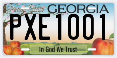 GA license plate PXE1001