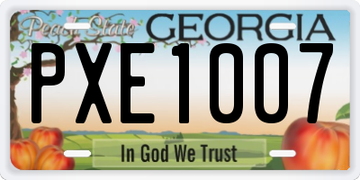 GA license plate PXE1007
