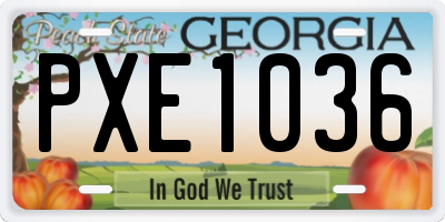 GA license plate PXE1036