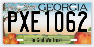 GA license plate PXE1062
