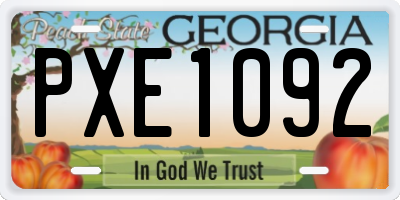 GA license plate PXE1092