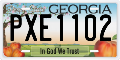GA license plate PXE1102