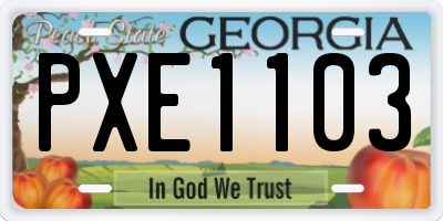 GA license plate PXE1103