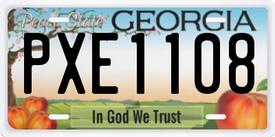 GA license plate PXE1108