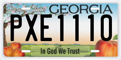 GA license plate PXE1110