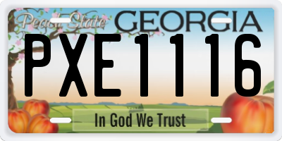 GA license plate PXE1116
