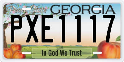 GA license plate PXE1117