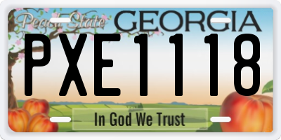 GA license plate PXE1118