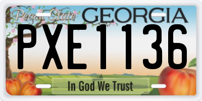 GA license plate PXE1136
