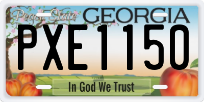 GA license plate PXE1150
