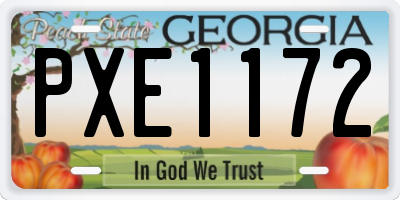 GA license plate PXE1172