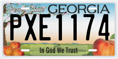 GA license plate PXE1174