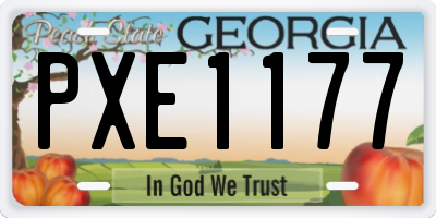 GA license plate PXE1177