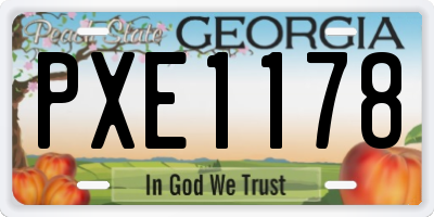 GA license plate PXE1178