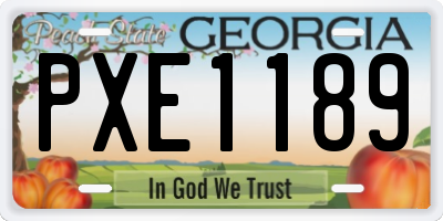 GA license plate PXE1189