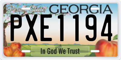 GA license plate PXE1194