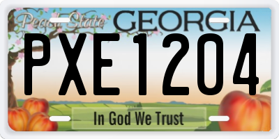 GA license plate PXE1204