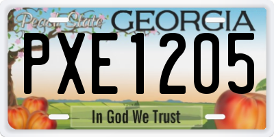 GA license plate PXE1205