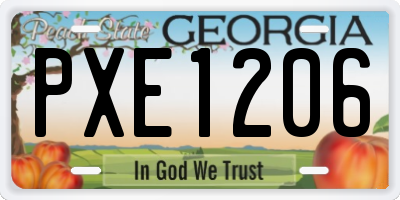 GA license plate PXE1206