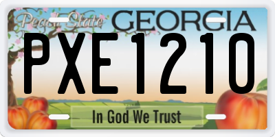 GA license plate PXE1210