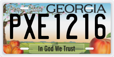 GA license plate PXE1216