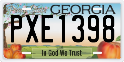 GA license plate PXE1398