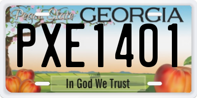 GA license plate PXE1401