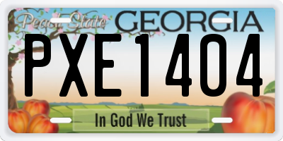 GA license plate PXE1404