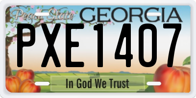 GA license plate PXE1407