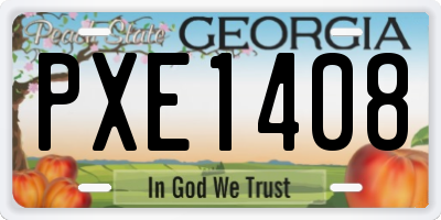 GA license plate PXE1408