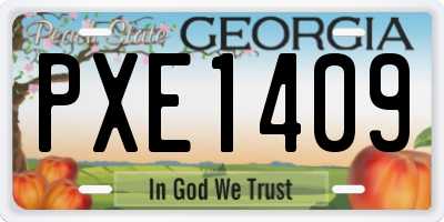 GA license plate PXE1409