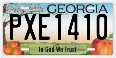 GA license plate PXE1410