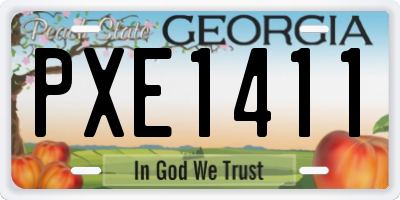 GA license plate PXE1411