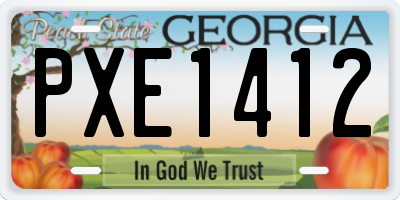 GA license plate PXE1412