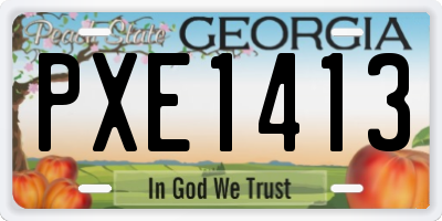 GA license plate PXE1413