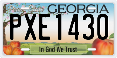 GA license plate PXE1430