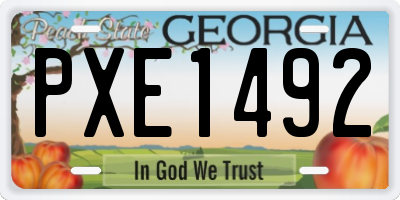 GA license plate PXE1492