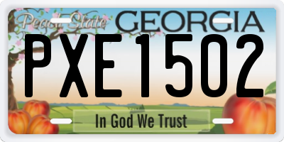 GA license plate PXE1502