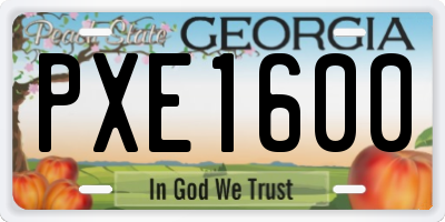 GA license plate PXE1600