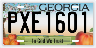 GA license plate PXE1601