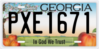 GA license plate PXE1671