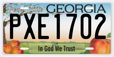 GA license plate PXE1702