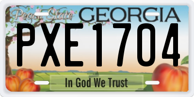 GA license plate PXE1704
