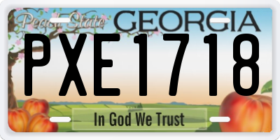 GA license plate PXE1718