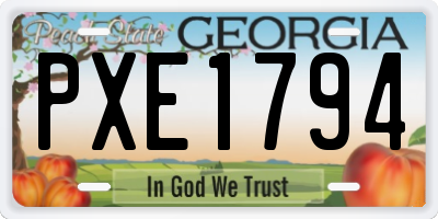 GA license plate PXE1794