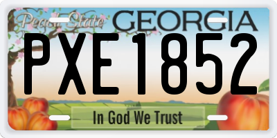 GA license plate PXE1852