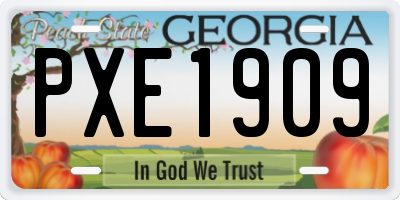 GA license plate PXE1909