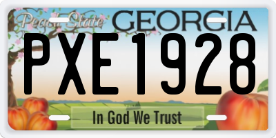 GA license plate PXE1928